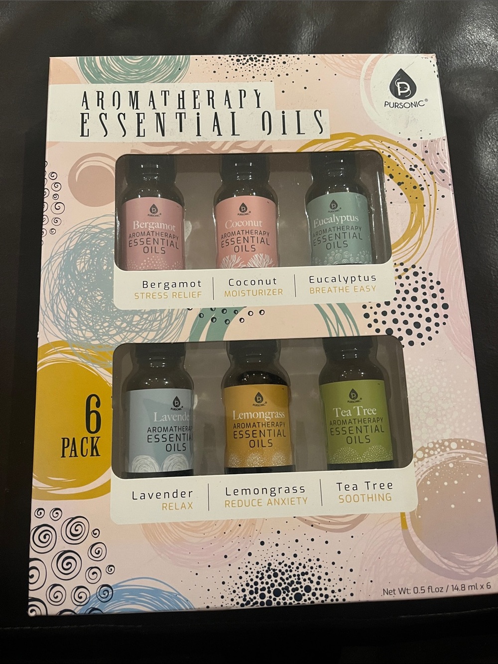 Pursonic Aromatherapy Essential Oils 6-Pack - Assorted Colors